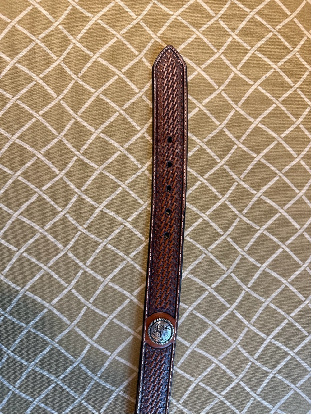Ariat Men’s 36 Brown Tooled Leather Western Belt Concho Buckle - Picture 3 of 4